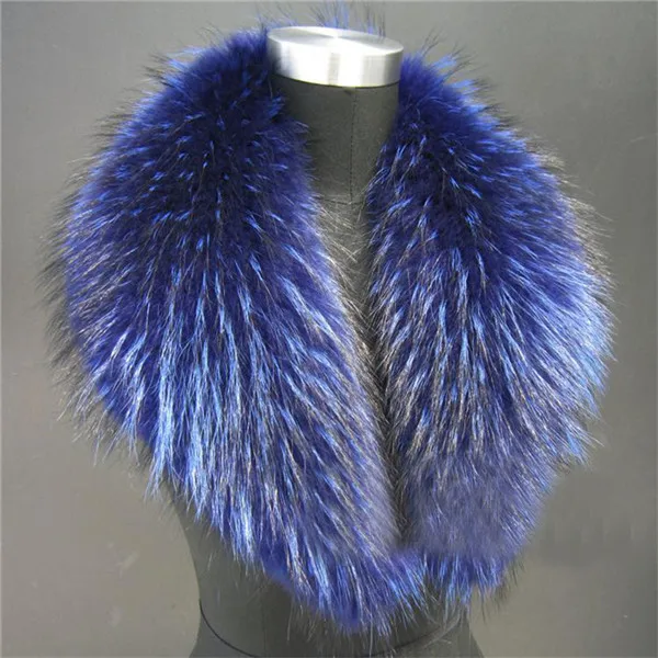 Женские шарфы из натурального меха енота, чистый натуральный мех енота, теплые зимние шарфы с воротником из красного лисьего меха, L#1 - Цвет: Navy blue