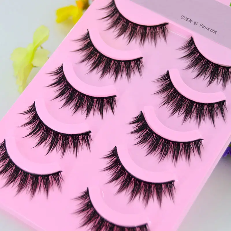 

Popular 5 Pair/set Elegant Women Long Black Handmade Cross Party False Eyelashes Eye Lashes Makeup Extension 2017 Hot Sale