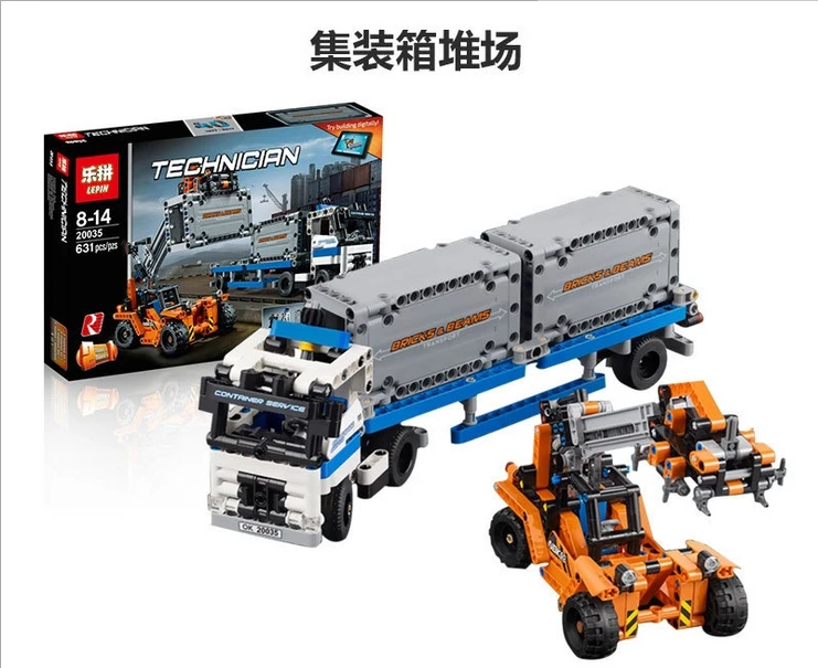 

2017 Hot 20035 New 631Pcs Technic Series The Container Trucks and Loaders Set Building Blocks Bricks Educational Toys with 42062