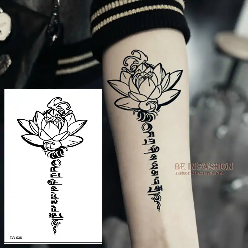 Verwonderlijk Boeddha Lotus Ontwerpen Tijdelijke Tattoo Letters Sanskriet AO-15