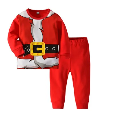 Комплект из 2 предметов; детский спортивный костюм; хлопковая одежда для малышей; Рождественский пижамный комплект с Санта-Клаусом для мальчиков; одежда с рисунком для девочек - Цвет: A