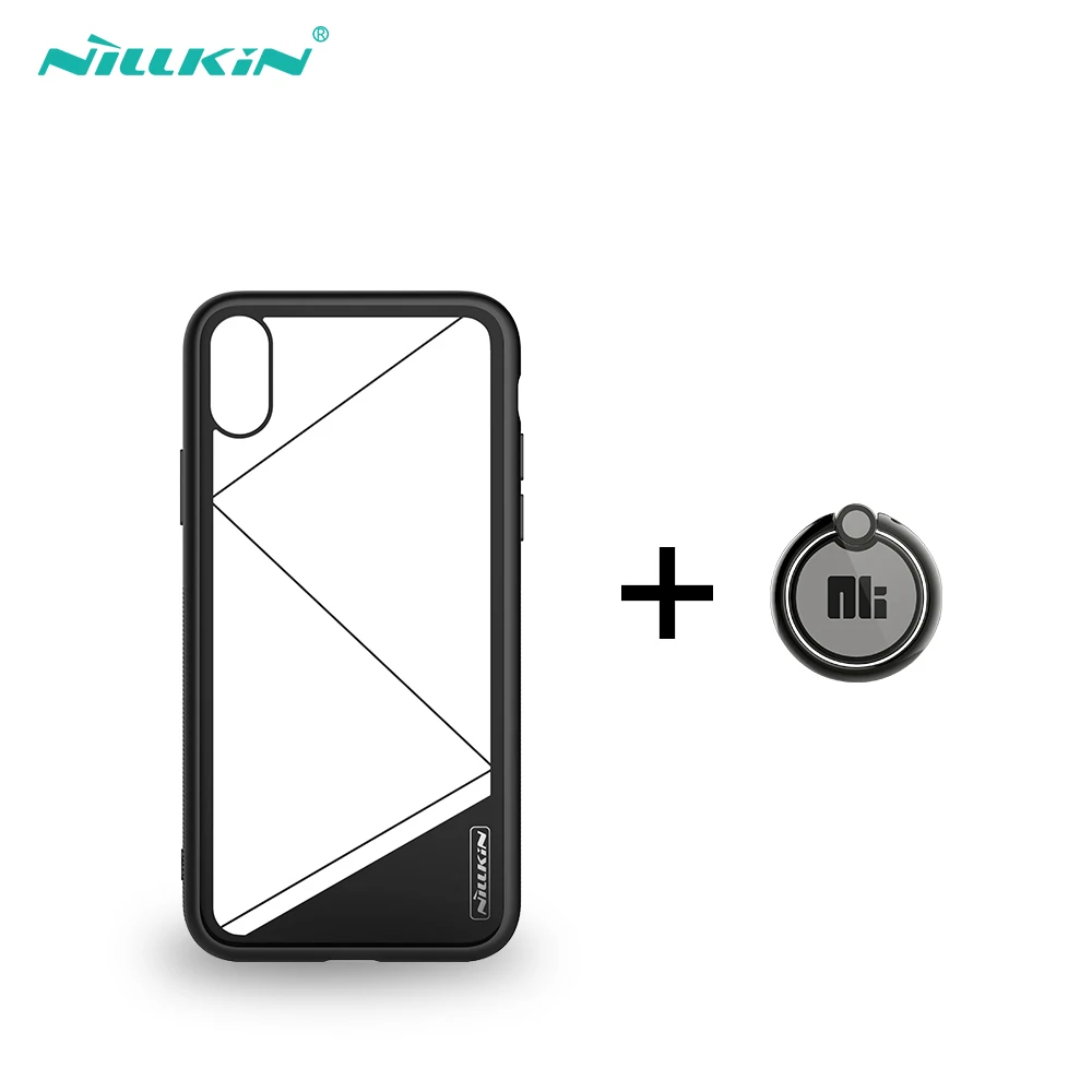 

NillkinTempered case protective Cover TPU PC bumper +Metal Finger Ring Holder Smartphone Finger Stand Holder For iPhone X