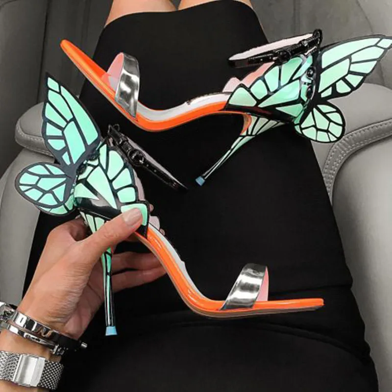 Г., летняя женская обувь для вечеринок босоножки с бабочками свадебные туфли женская обувь на высоком каблуке-шпильке с открытым носком босоножки на высоком каблуке с крыльями