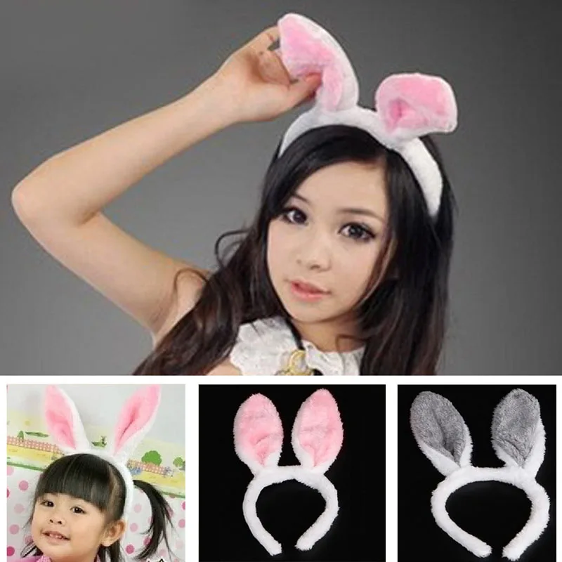 Newest Lovely Girls Rabbit Bunny Ears Headband women Tail Necktie Birthday Party Costume Prop Hairbands gift