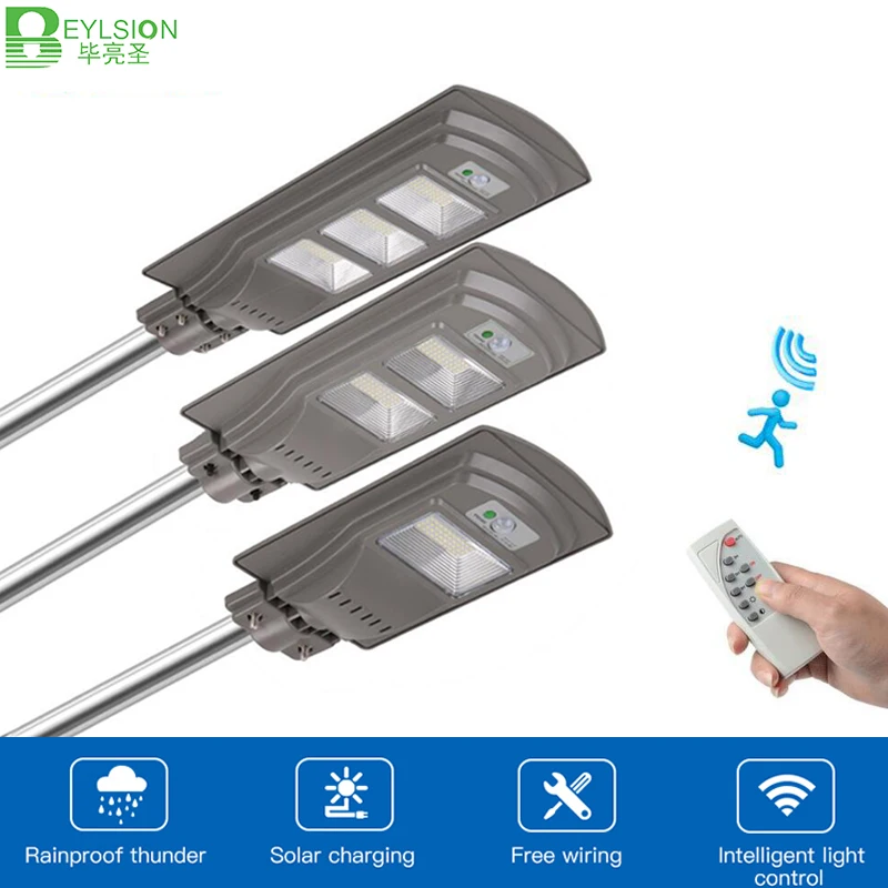 

BEYLSION 20W 40W 60W Solar LED Street Flood Light Pole Remote Control/ Radar Sensor Emergency Lamp For Outdoor Garden Street
