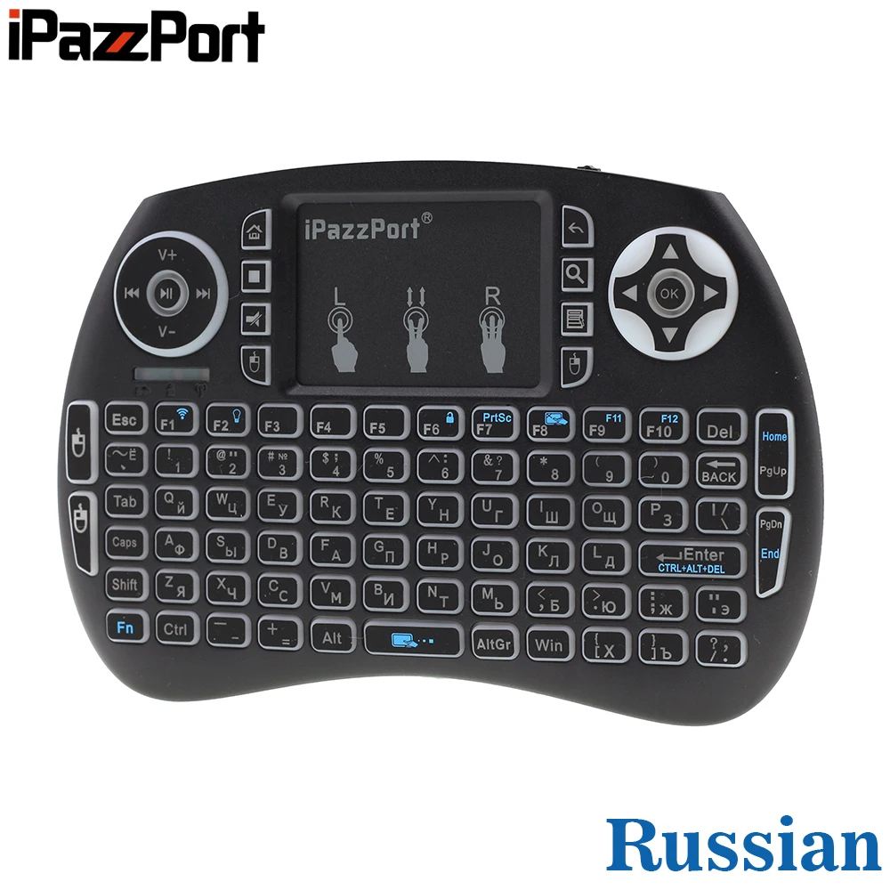 IPazzPort русская клавиатура с RGB подсветкой 2 4 ГГц Беспроводная мини Air Mouse тачпадом