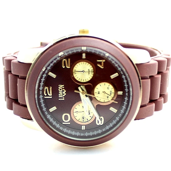 Элегантный Хороший 2035 кварцевый механизм хороший Повседневный FW831C силиконовый коричневый ремешок Мужские модные часы