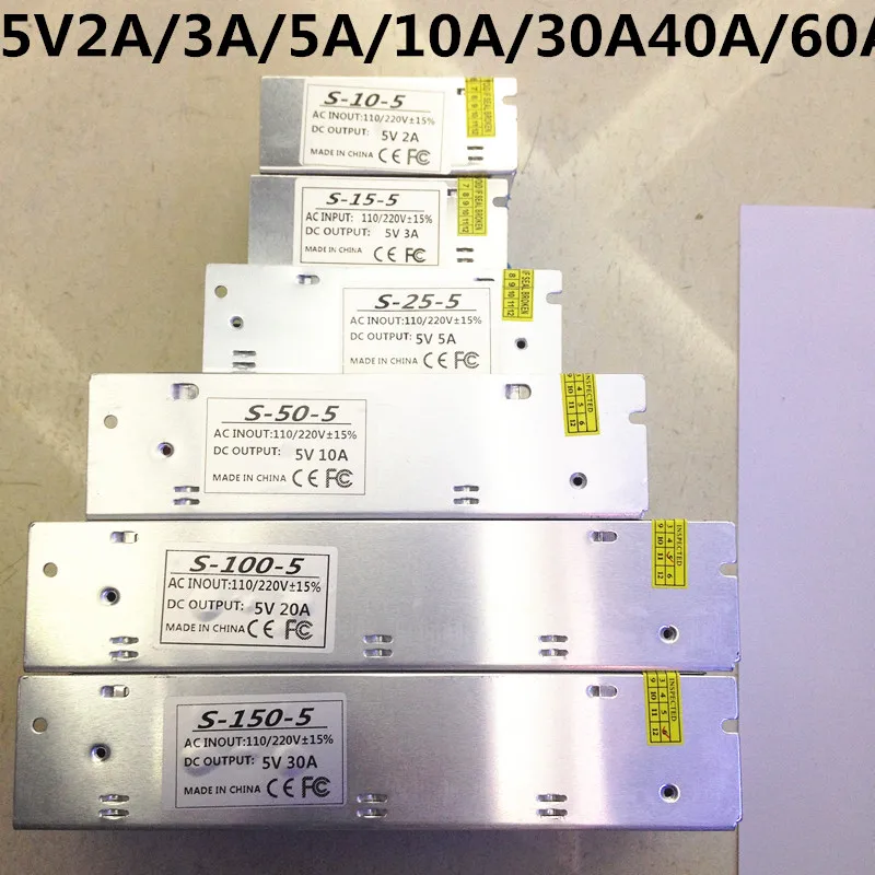 Импульсный источник питания светодиодный адаптер питания AC 100-240 V трансформатор DC 12 V 5 V 24 V 24 W 36 W 120 W 200 W 240 W 360 W 600 W
