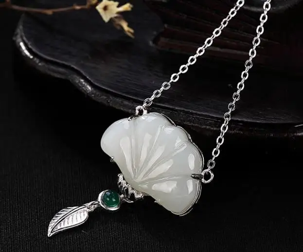 

Sterling S925 925 silver Pendant Necklace natural stone trendy 23*40mm