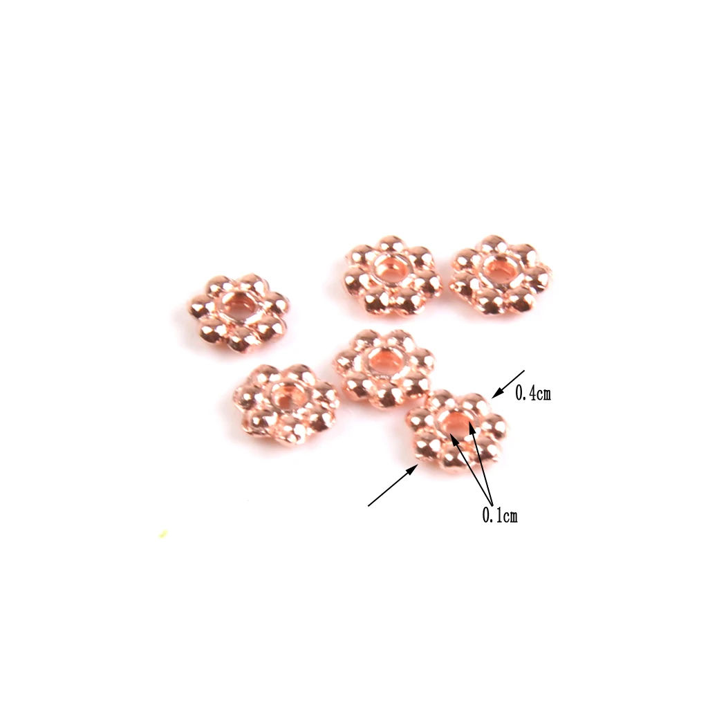 200 pieces 4mm Rose Gold Flower Bead Loose with 1mm Hole for Making Necklace Bracelet Jewelry Findings DIY Supplies