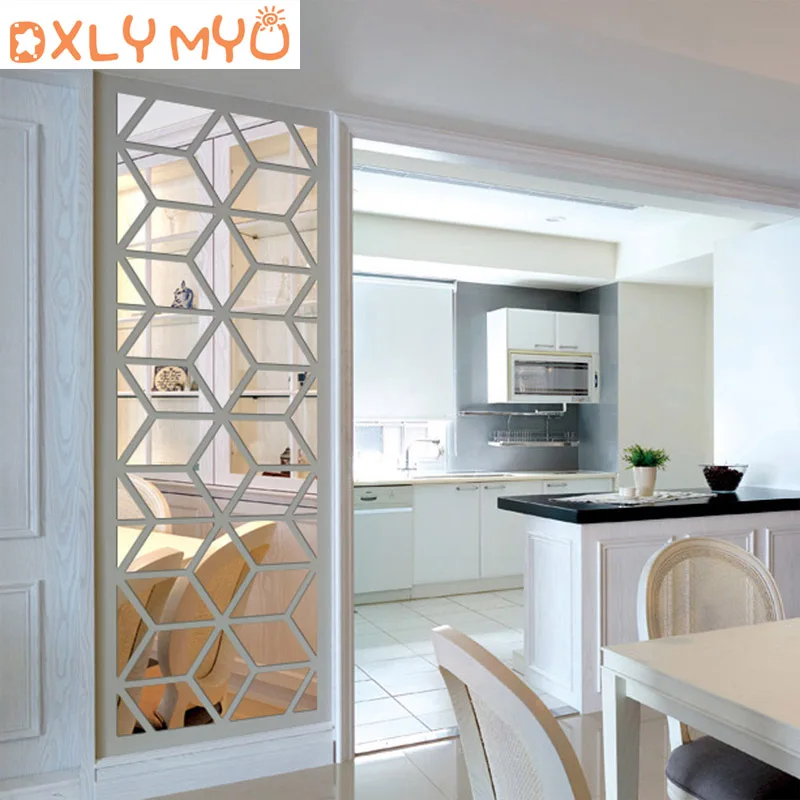 

3D Acrylic Mirror Wall Sticker Geometric Diamond Sticker Home Bedroom Living Room TV Background Wall Green Decorative Sticker