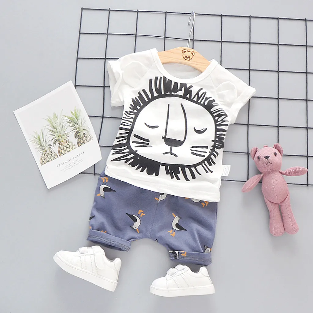 

Perimedes Baby Girls Boys Lion Cartoon Clothes Sets Toddler Kids Baby Boys Girls Cartoon Lion Tops+ Shorts Outfits Clothes Set