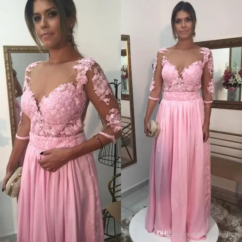 2017 Pakistan Muslim Pink Chiffon Cheap 