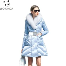 Новинка, женский роскошный пуховик, Европейский зимний пуховик с воротником из натурального Лисьего меха, Женская куртка, плотное длинное пальто, белый пуховик HF489