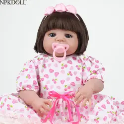 NPKDOLL 22 дюймов 55 см полный средства ухода за кожей силиконовые Reborn Baby куклы живые реалистичные Bebe платье для девочек игрушечные л