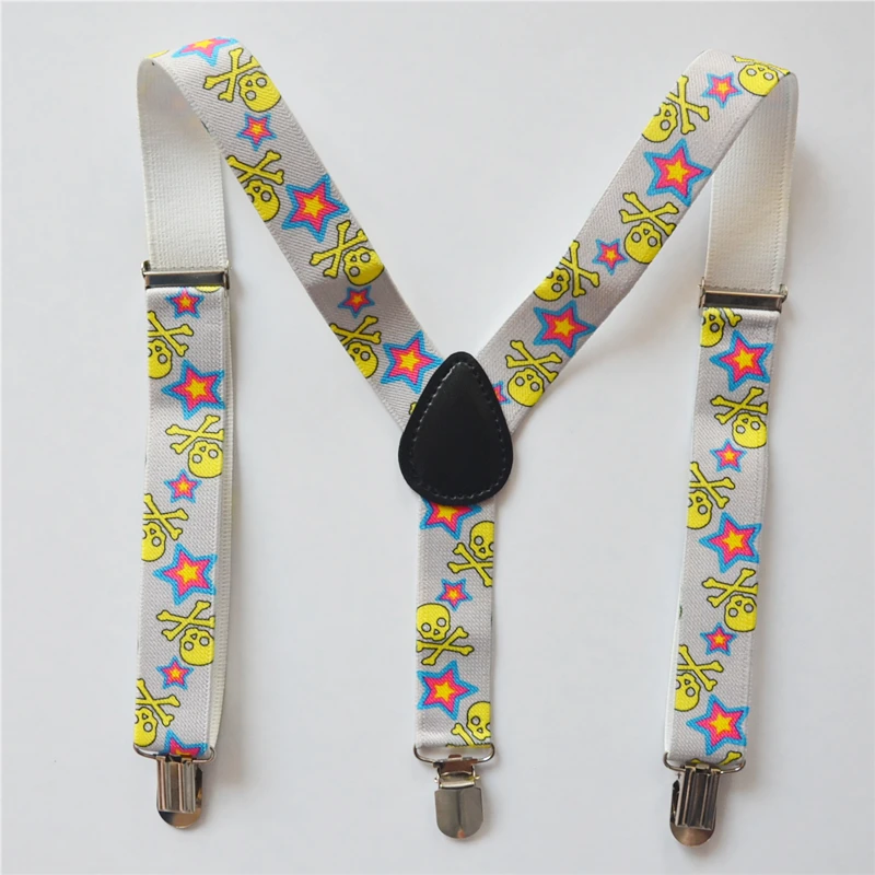 JTC Solid Color Kids Elastic Adjustable Suspenders Braces Yellow