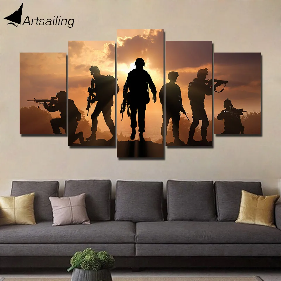 

ArtSailing 5 panel canvas art print HD tribute Army picture Modular canvas wall art decorative framework painting-poster cu-251C