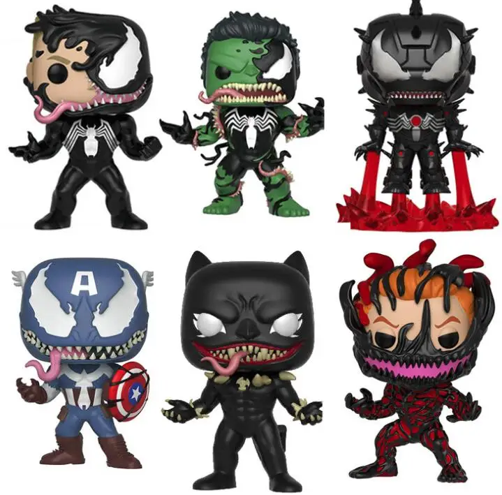 

Marvel Venom Carnage As Avengers Venomized Hulk Iron Man Captain American Vinyl Collection Figure Bobble Head Model Toys