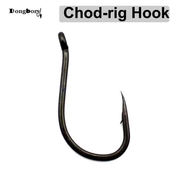 

100PCS Teflon Coating Carp Fishing Hook Chod-Rig Hook Kaptor Choddy Carbon Steel Black Micro Bared with Outturned Eye Carp Hook