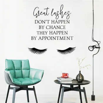 

Beauty Salon Lashes Print Wall Sticker Beauty Women Girls Room Decoration Business Poster Mural Eyelash Quotes Decor LY1633