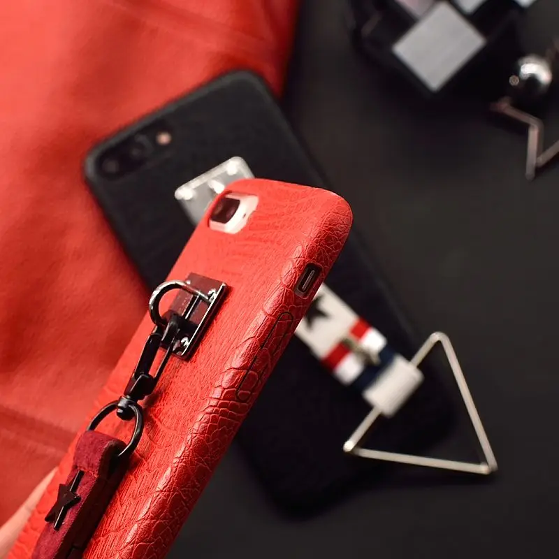 Phone Case For iPhone 6 s Plus 7 Плюс Мода Треугольник кулон Новый Искусственной Крокодиловой
