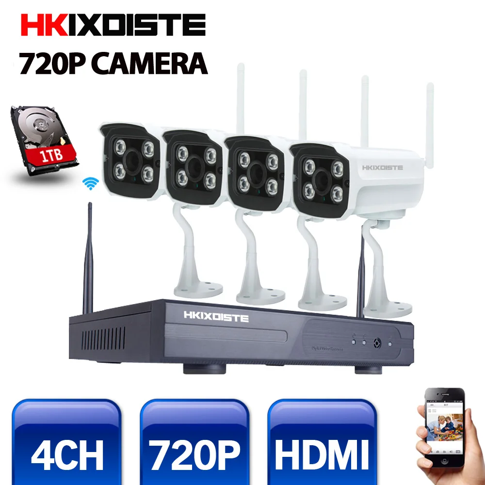 

4CH IR HD Home Security Wifi Wireless IP Camera System 720P CCTV Set Outdoor Wifi Cameras Video NVR Surveillance CCTV KIT
