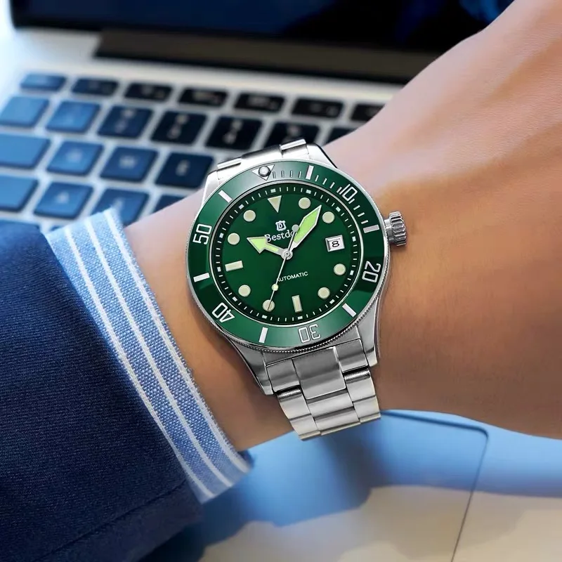 Relogio Masculino мужские часы Лидирующий бренд автоматические механические часы мужские часы diver спортивные наручные часы reloj para caballeros - Цвет: green