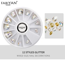 12 стилей AB горный хрусталь Кристалл драгоценные камни блеск Алмаз Дизайн ногтей Декоративный Лак Гель 3D Советы DIY колеса ювелирные изделия телефон Маникюр Инструмент