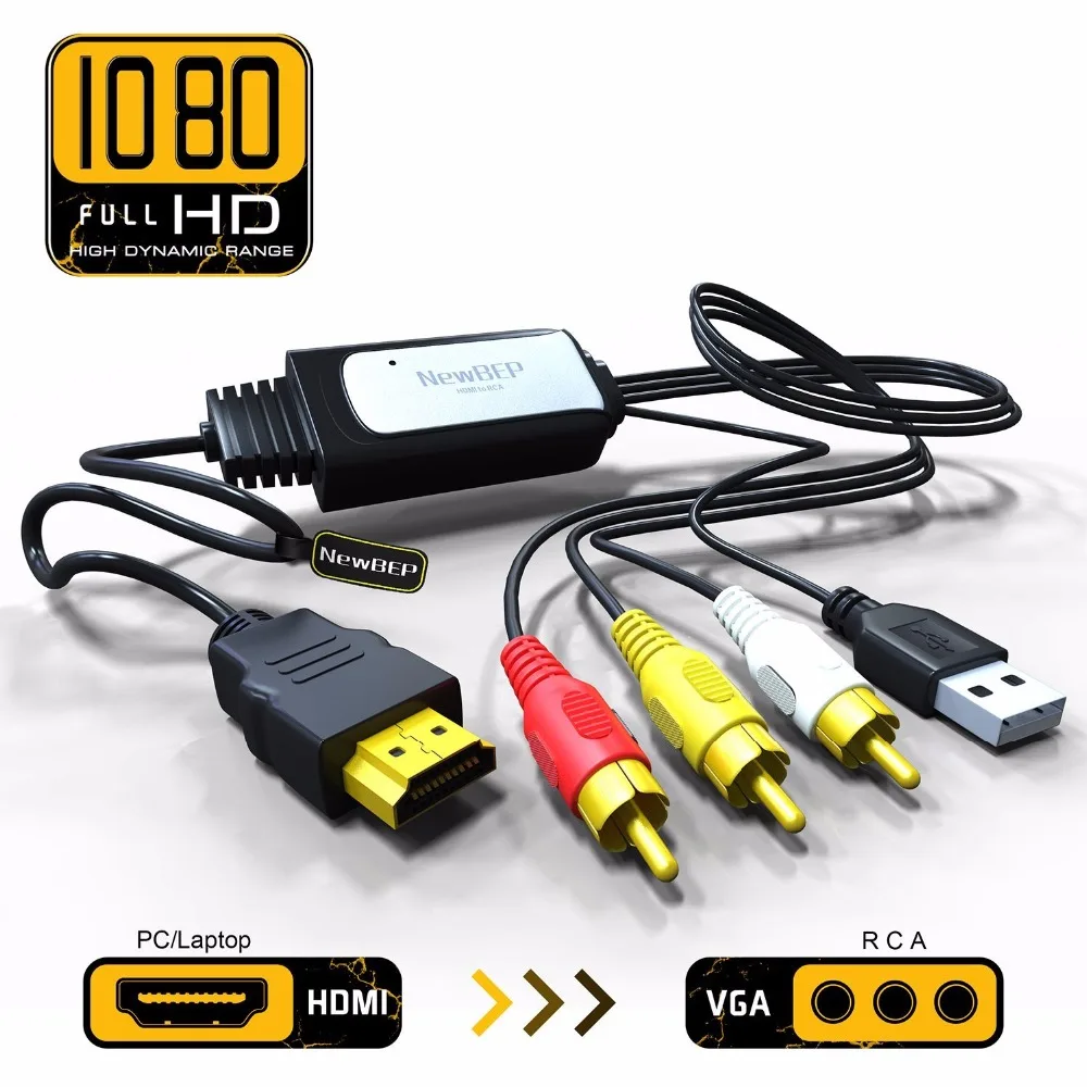 NewBEP High Quality HDMI to RCA Cable HDMI to AV Converter Converts