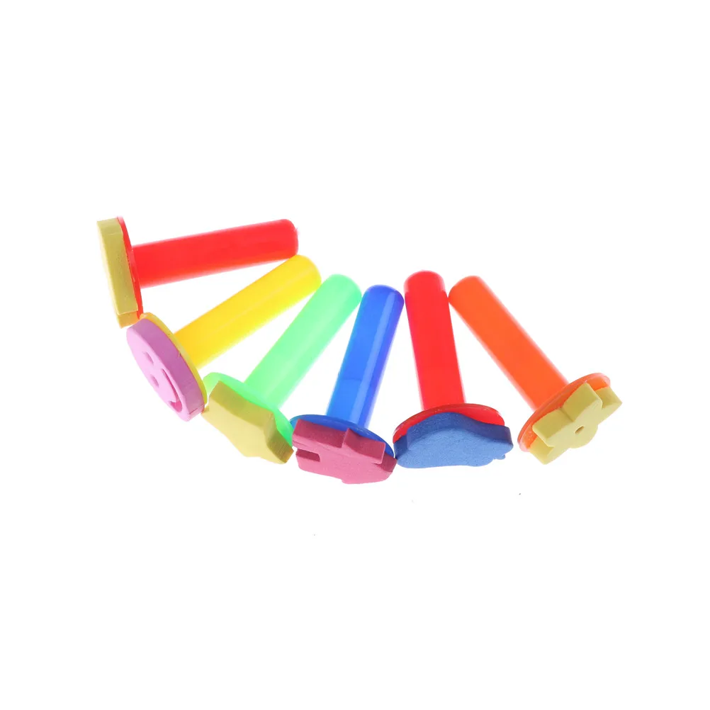 

6 PCS/Set Sponge Paint Brush Toys Plastic Handle Seal Sponge Brushes Kids Children Drawing Painting Graffiti Tools School Supply