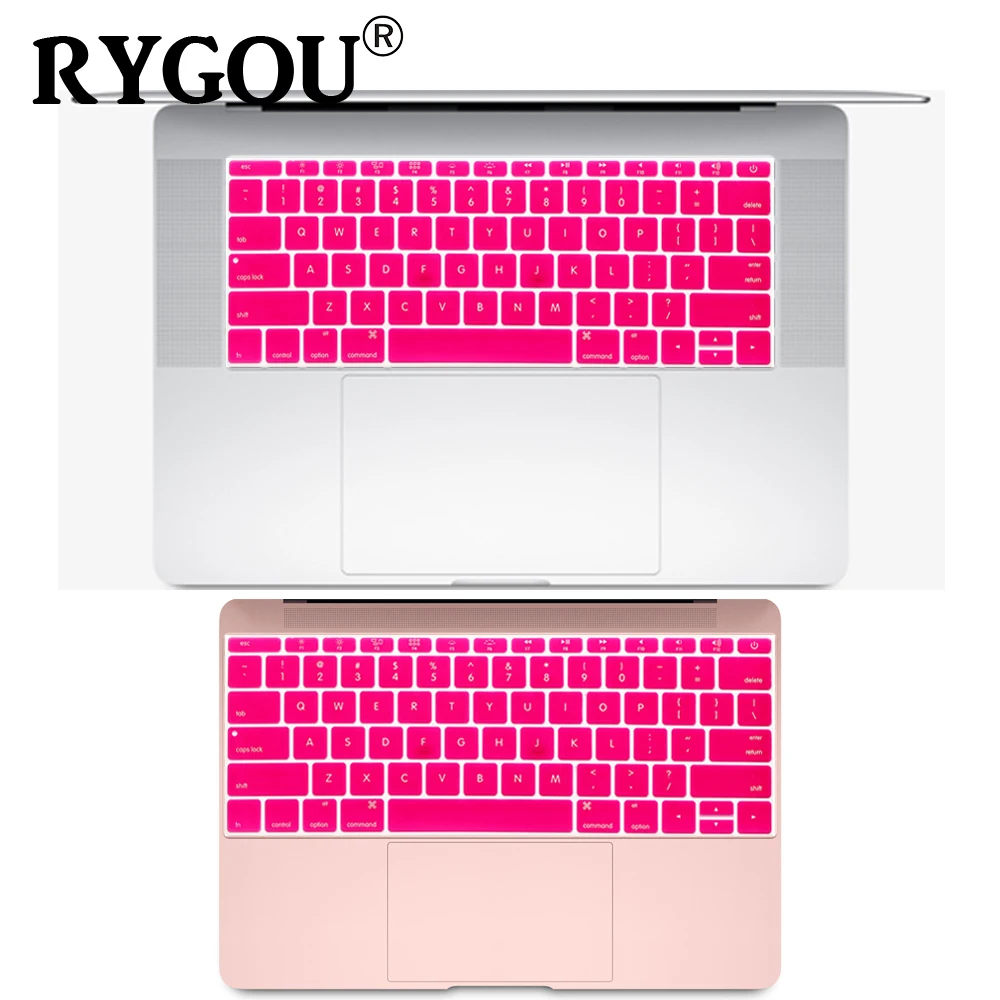 Английская Силиконовая клавиатура для MacBook Pro, 13 дюймов, не сенсорная панель, выпуск+, и для MacBook 12 дюймов, A1534, A1931, пленка для кожи - Цвет: Rose