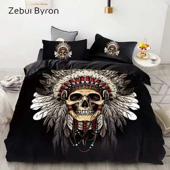 

luxury Bedding Sets 3D Custom,Duvet Cover Set Queen/King,Quilt/Blanket Cover Set,3 PCS Bed se,indian skull warrior bed linen