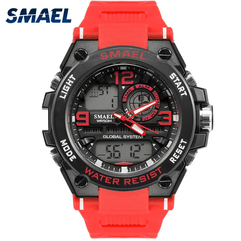 Waterproof Male Sport Clock SMAEL Brand Red Color LED Electronics