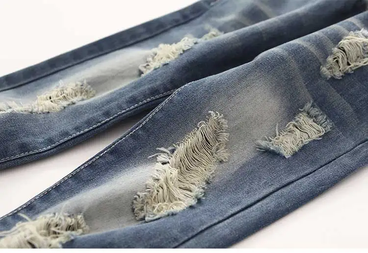 2018 Spring Autumn New 2-10 Years Children Birthday Gift Elastic Long Trousers Washed Hole Denim Baby Kids Girls Jeans Pants (14)