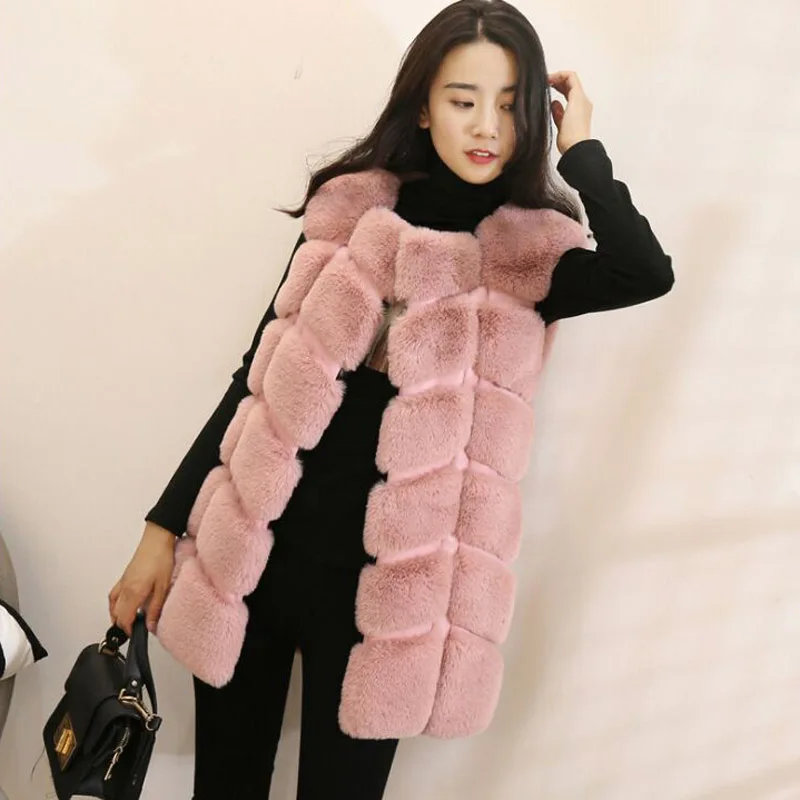 

High quality Fur Vest coat Luxury Faux Fox Warm Women Coat Vests Winter Fashion furs Women's Coats Jacket Gilet Veste 4XL