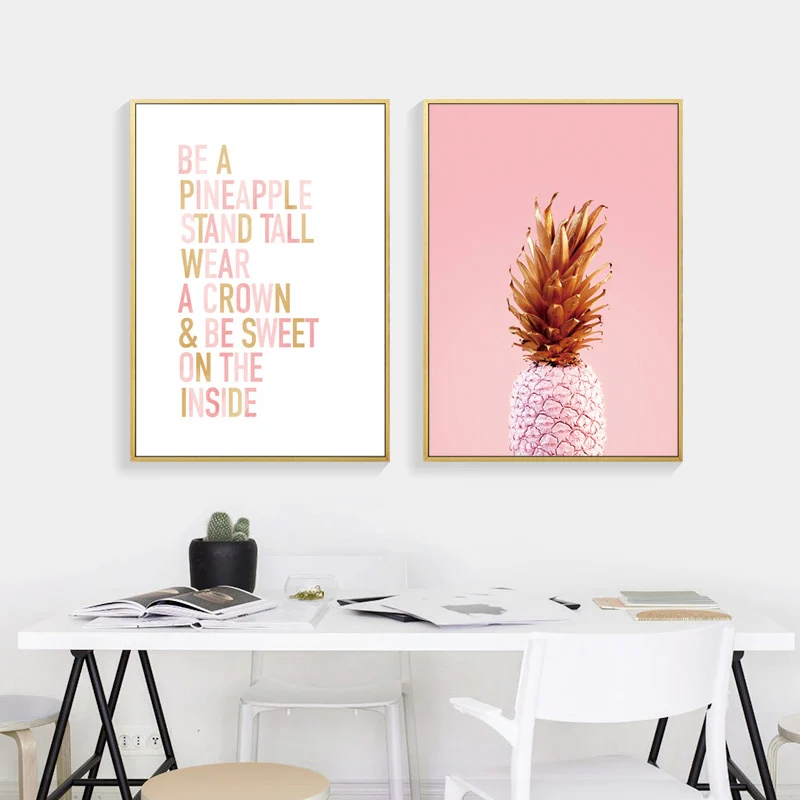 

Pink Pineapple Spring Cuadros Decoracion Home Wall Pictures For Living Room Wall Art Canvas Painting Posters And Prints Unframed