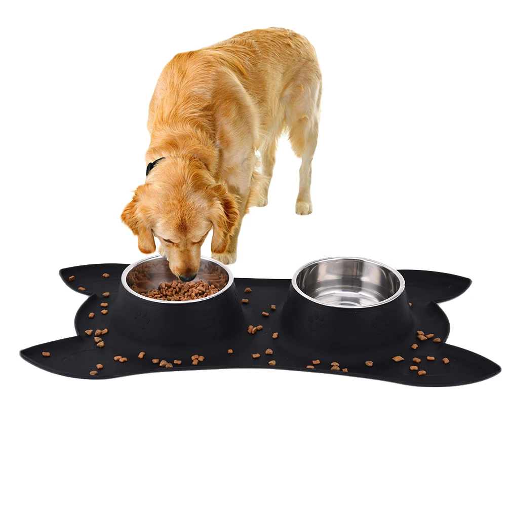 

High quality Stainless Steel Dog Bowl Nonslip Double bowl Safe Travel Feeding Feeder Water Bowl For Pet Dog Cat Puppy Food Dish