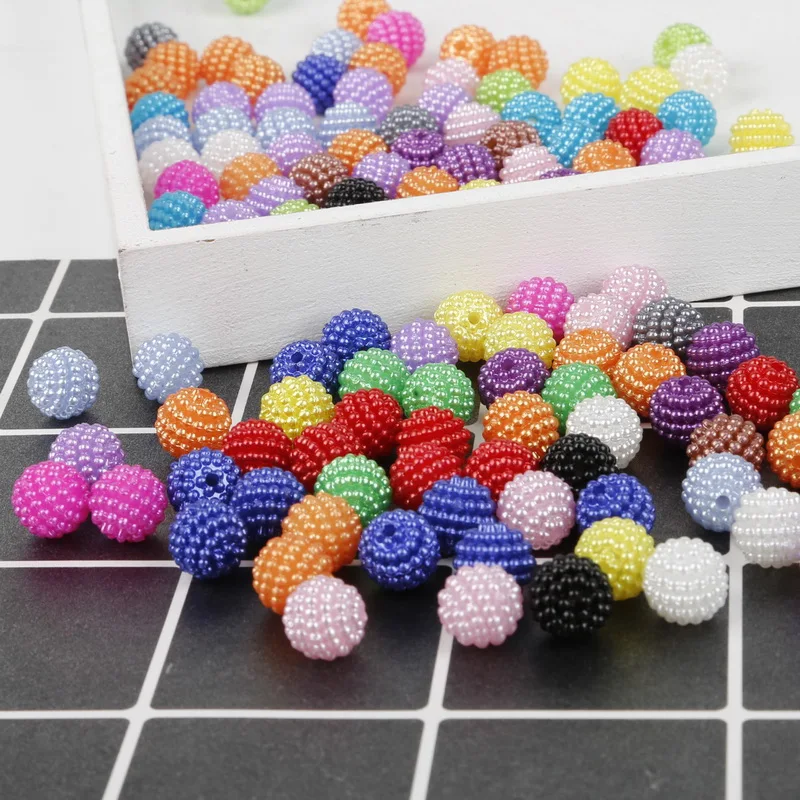 100pcs Colorful Plastic ABS Imitation Pearl Beads Round Waxberry Ball Bayberry Beads Jewelry Findings DIY Garment Accessories images - 6