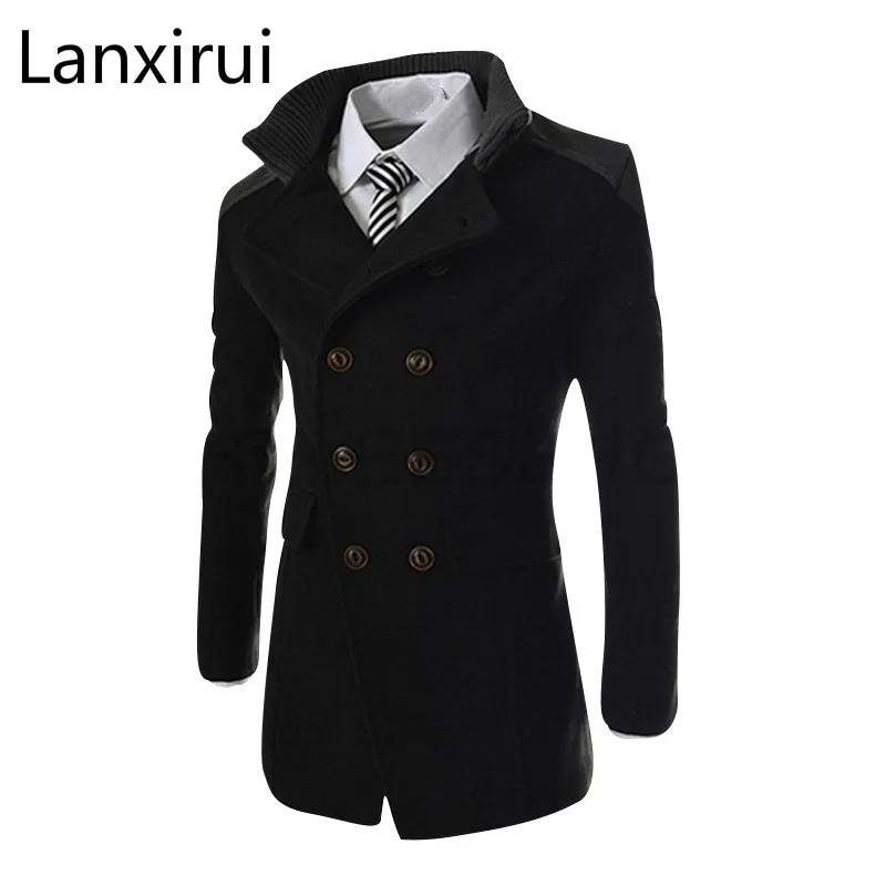 New Autumn Sobretudo Masculinos Preto Cool Mens Coats Overcoats Double Breasted Men Wool Coat Business Casual Trench Coat Men New Autumn Sobretudo Masculinos Preto Cool Mens Coats Overcoats Double Breasted Men Wool Coat Business Casual Trench Coat Men