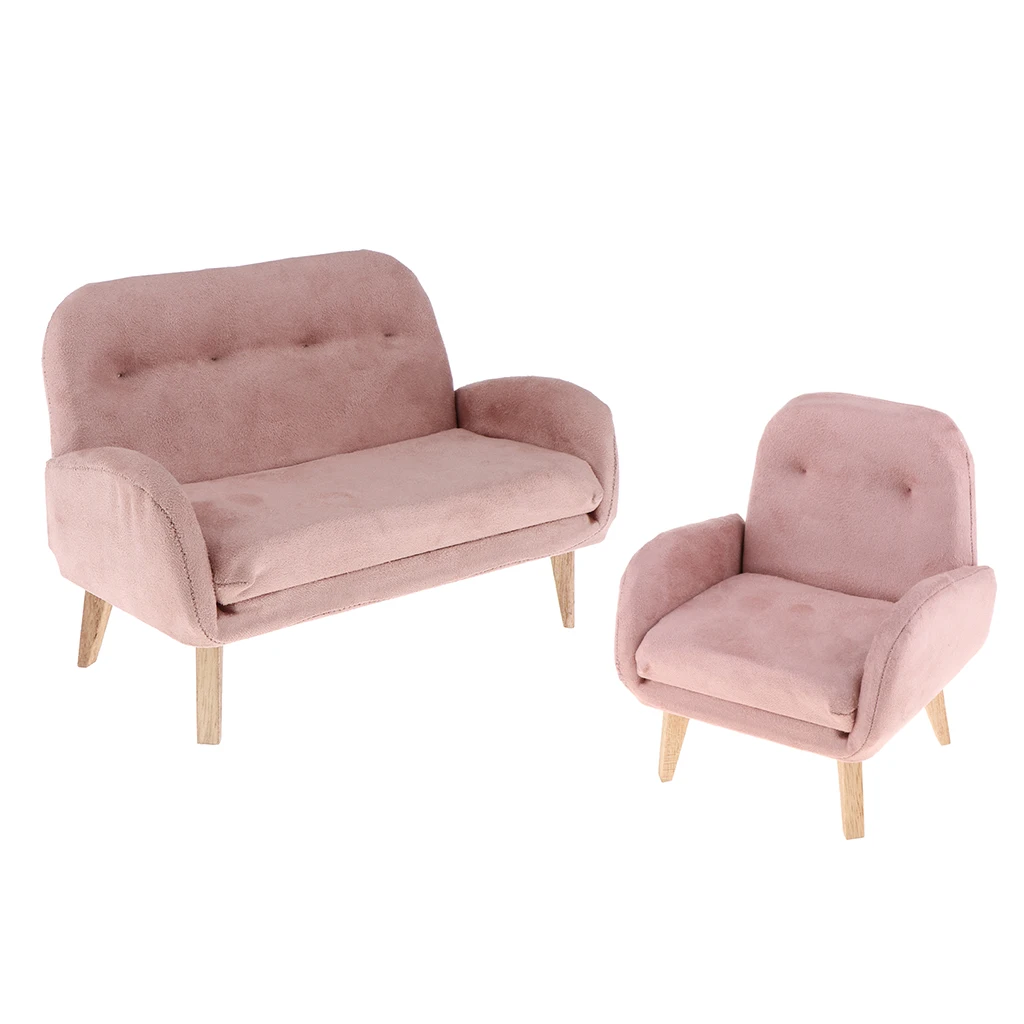 MagiDeal Miniature 1/6 Single and Double Sofa Couch Set Furniture Action Figure - 12in Dolls House AccessorIes