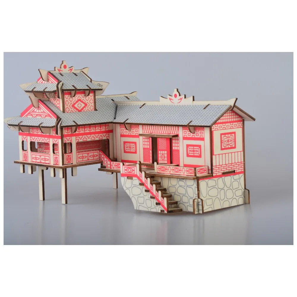 

Xiangxi Diaojiaolou Model Kids Toys 3D Wooden Puzzles Montessori Educational Assembly Toy Gift for Children Adult