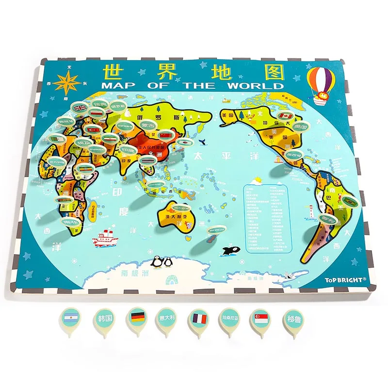 TOPBRIGHT деревянные карты мира лобзиковые блоки игрушки для детей Образование и обучение Развивающие игрушки подарок детские игрушки