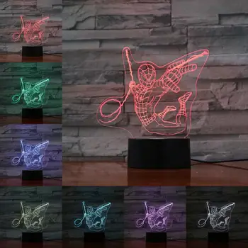

Spinning Spider Man 3D Lamp Touch Night Light LED Bulb Multicolor Flash Holiday Christmas Gifts For Children Boy Home Deocr