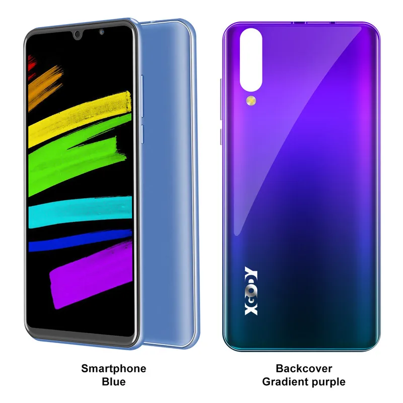 XGODY P30 3g смартфон " 18:9 Android 9,0 2 Гб ОЗУ 16 Гб ПЗУ MTK6580 четырехъядерный процессор две sim-карты 5 Мп камера 2800 мАч gps WiFi мобильный телефон - Цвет: Blue add purple case