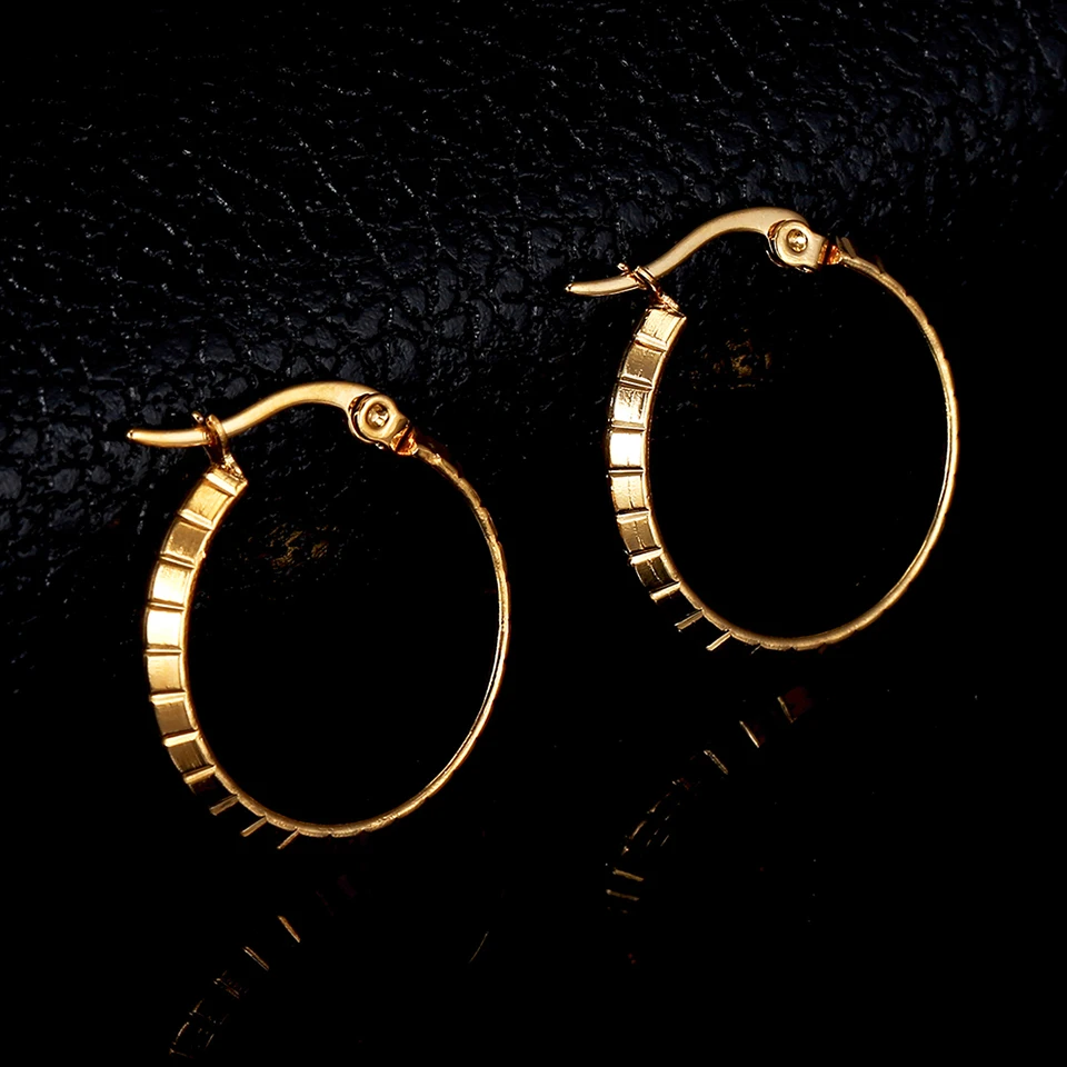 Stainless Steel Gold Silver Color Korea Style Hoop Earrings for Women