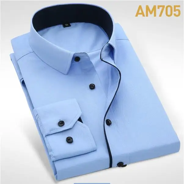 Мужские рубашки с длинным рукавом и отложным воротником,, мужская одежда Camisa Masculina 095 - Цвет: AM705