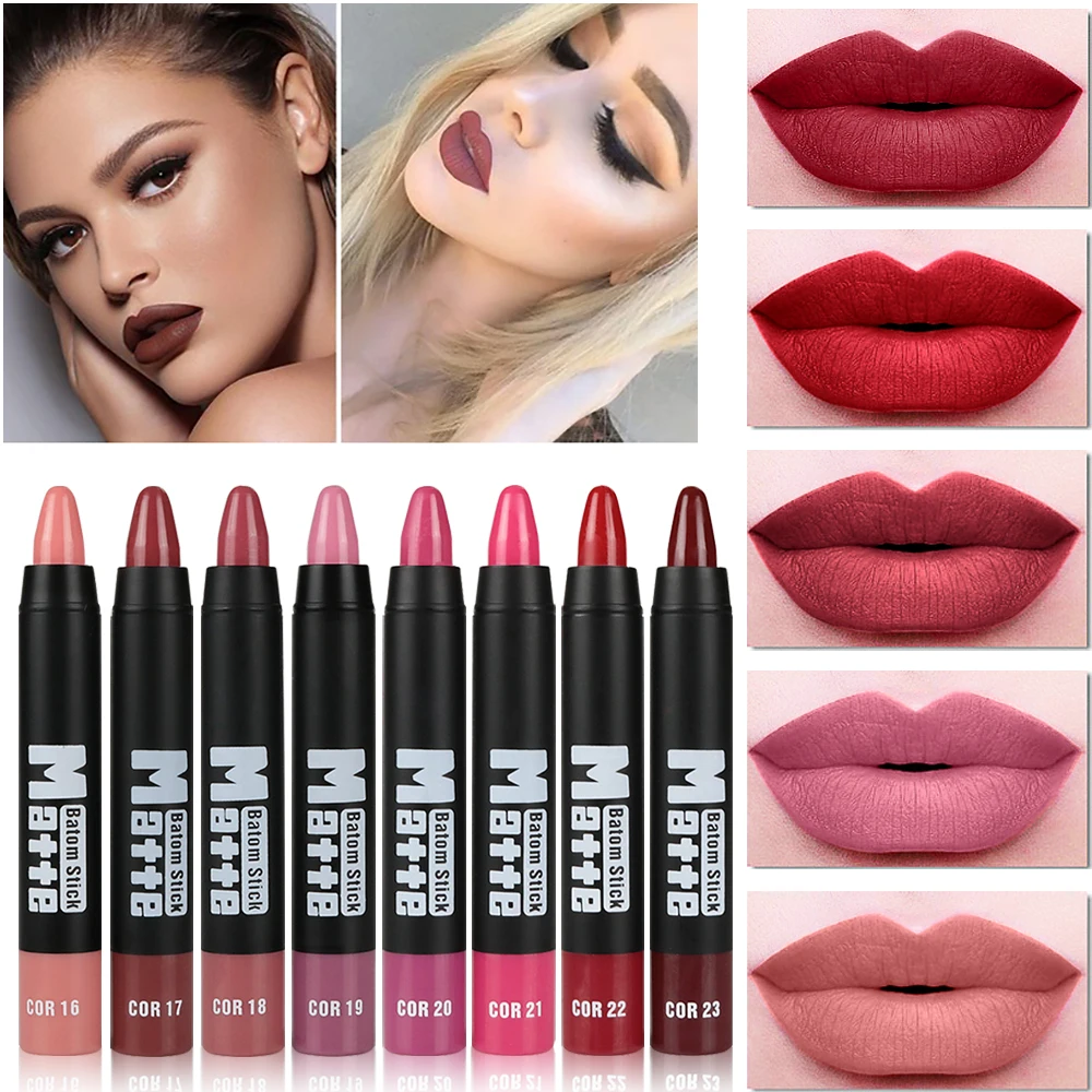 

MISS ROSE 8 colors Professional Women Waterproof Lipstick Lips Cream Beauty Lote Batom Matte Lipstick Nude Pencils Makeup