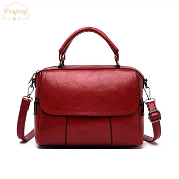 

Wine red shoulder bag women PU brand leather luxury handbag 2018 fashion ladies hand bags with cover zip closure FENGTING FTB024