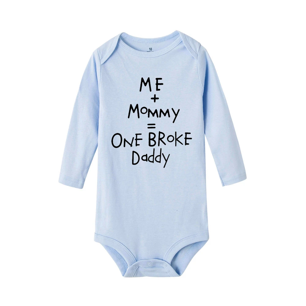 Me+ Mommy = One Broke Daddy/белая забавная Одежда для новорожденных с надписями комбинезон с длинными рукавами, одежда комбинезоны для малышей
