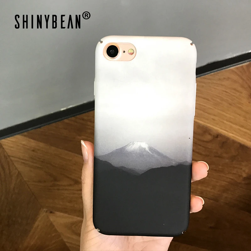 

ShinyBean Snow Mountain Phone Case For iPhone 8 Art Painting Vintage Back Cover For iPhone 8 7 6S 6 Plus Matte Hard Cases Fundas